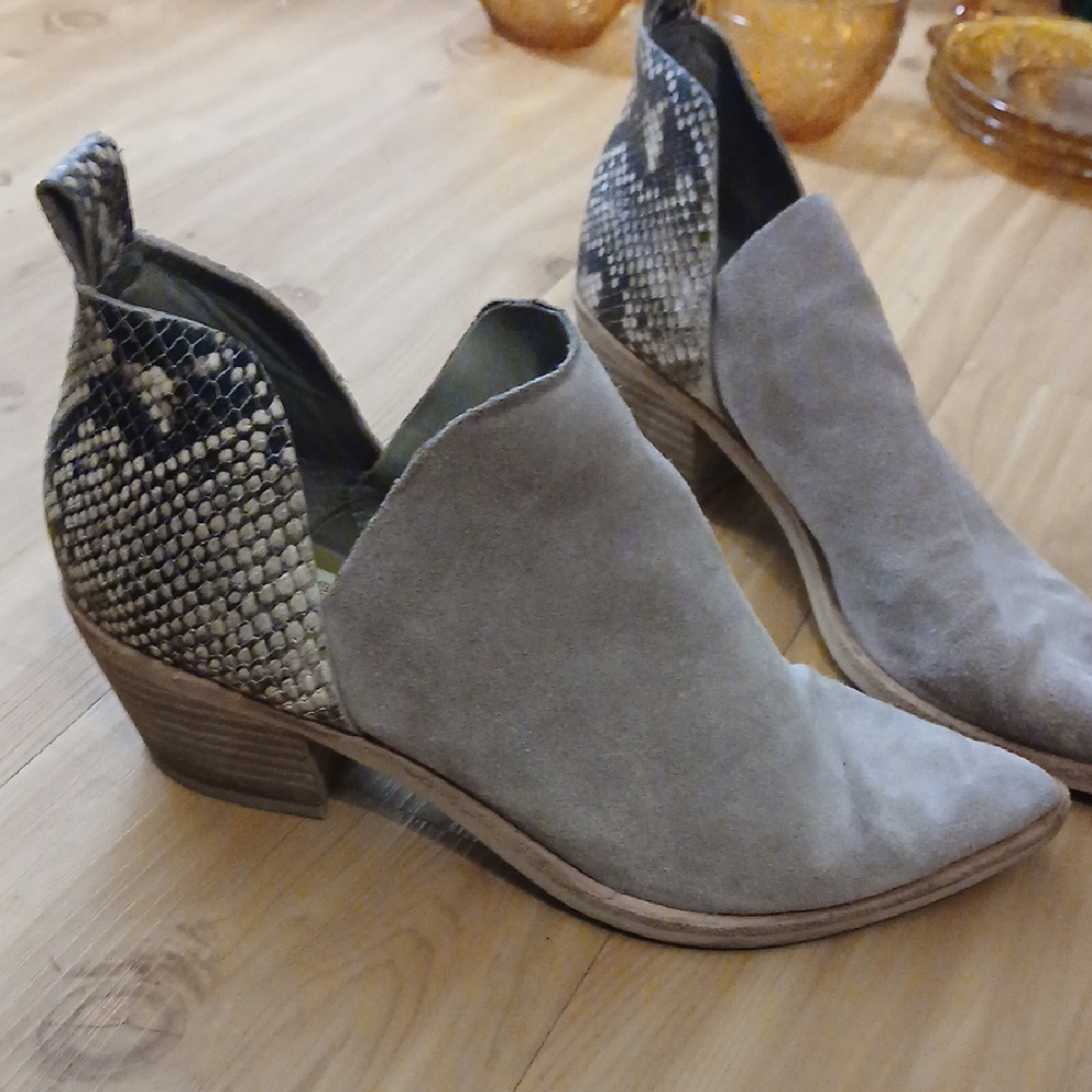 Dolce Vita Gray and Snakeskin Ankle Booties